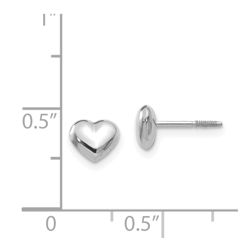 Kitten Bear 14k Madi K White Gold Puff Heart Post Earrings