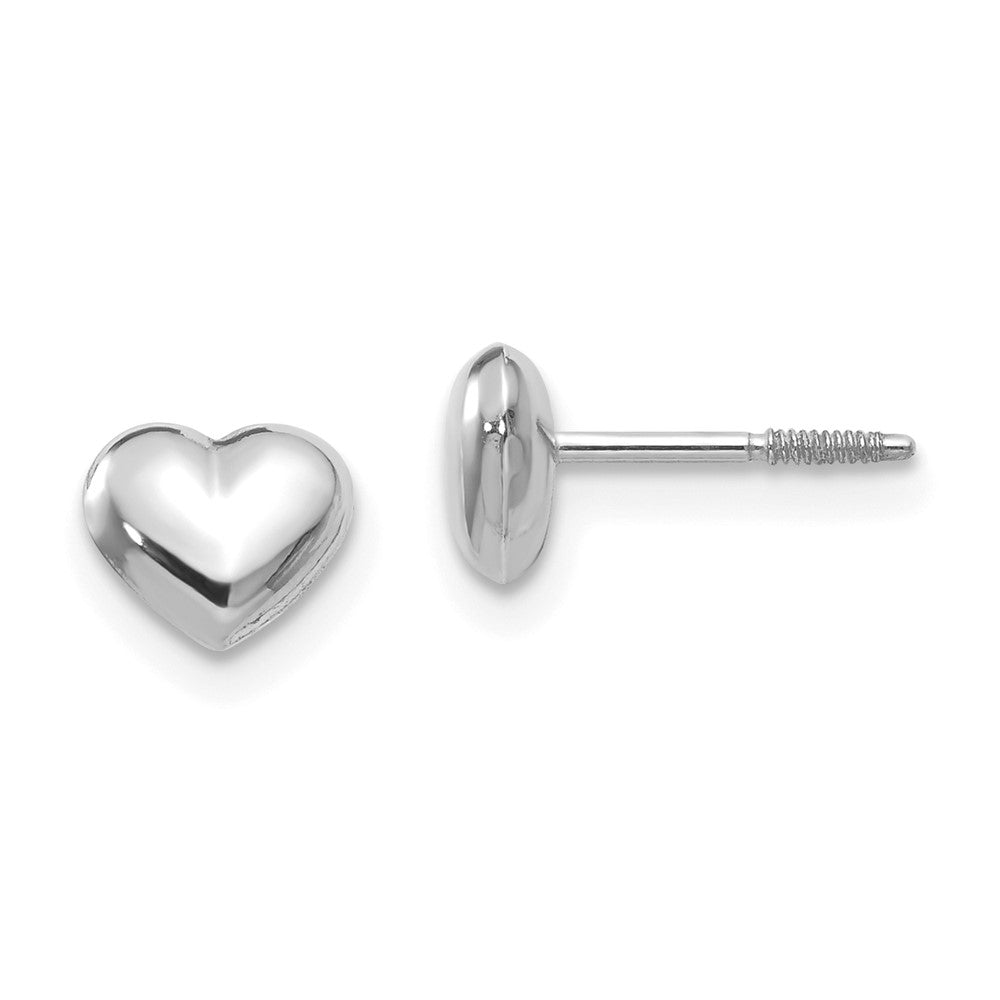 Kitten Bear 14k Madi K White Gold Puff Heart Post Earrings