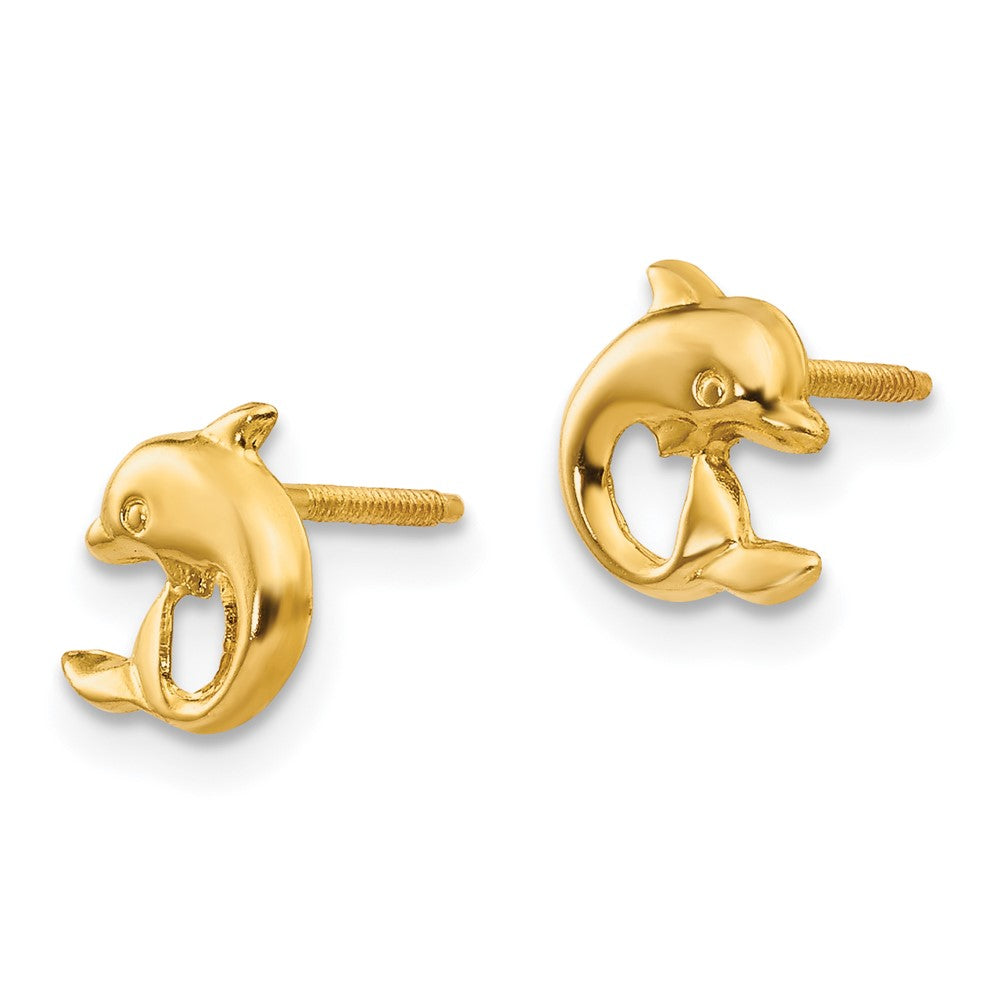 Button Pie 14k Madi K Dolphin Post Screwback Earrings