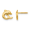 Button Pie 14k Madi K Dolphin Post Screwback Earrings