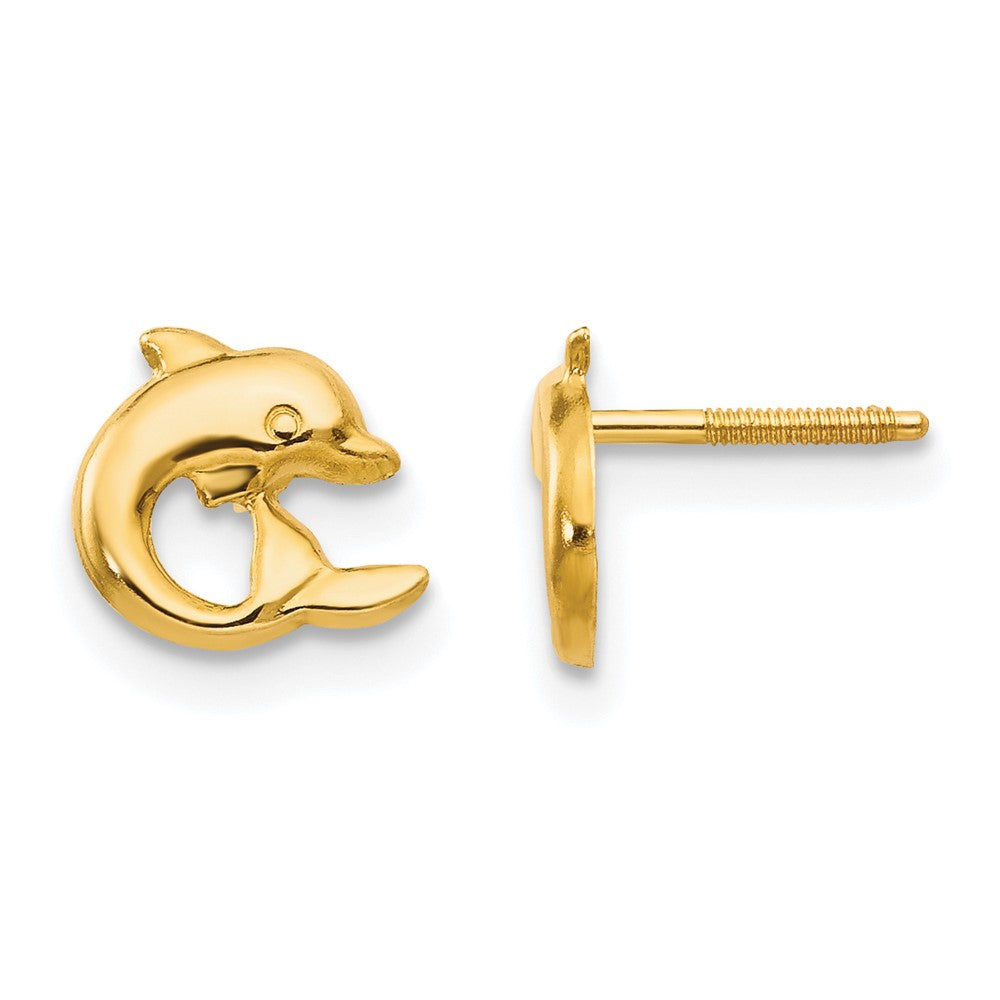 Button Pie 14k Madi K Dolphin Post Screwback Earrings