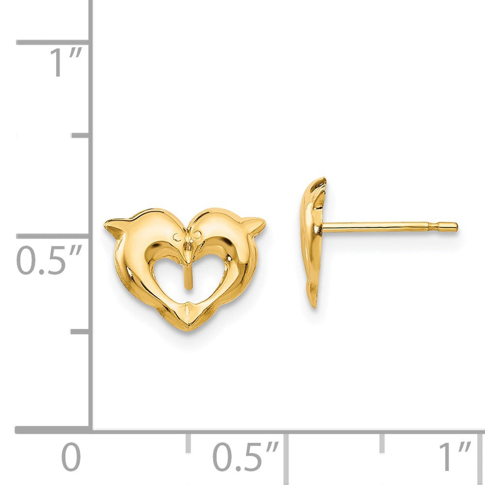 Wiggle Pop 14k Madi K Heart Dolphins Post Earrings