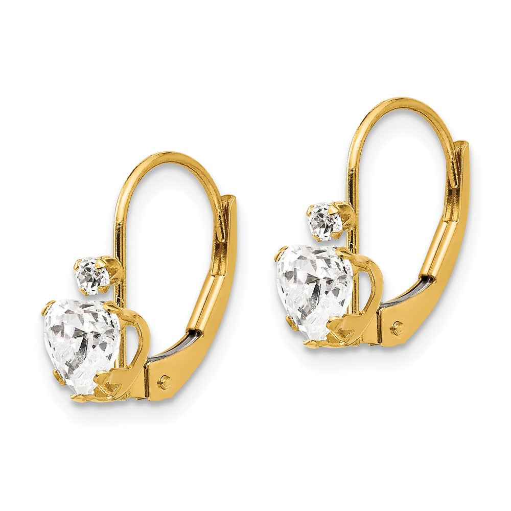 Dreamy 14k Madi K CZ Heart Leverback Earrings