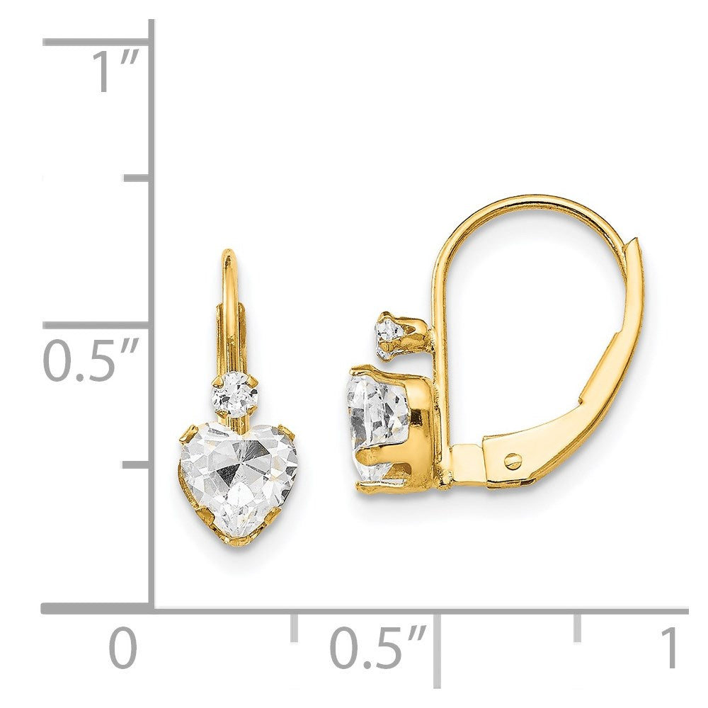 Dreamy 14k Madi K CZ Heart Leverback Earrings