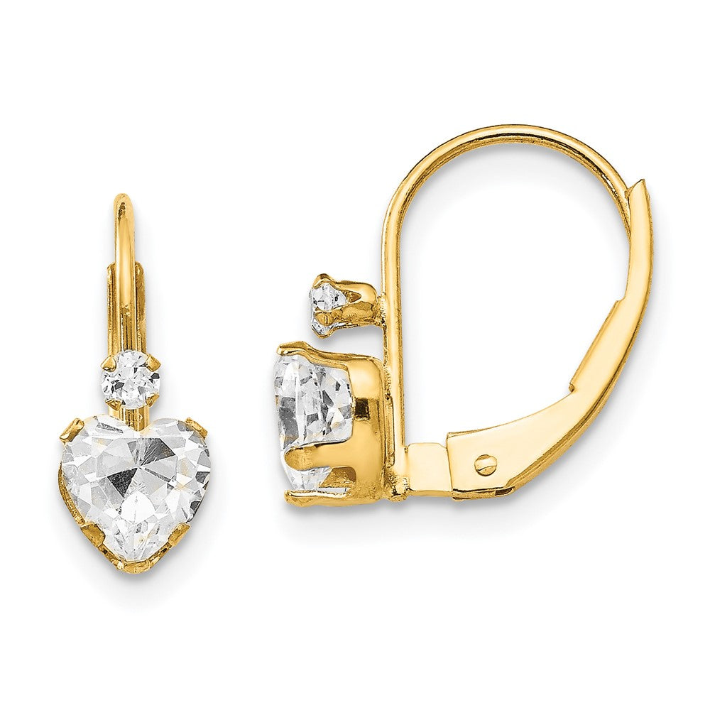 Dreamy 14k Madi K CZ Heart Leverback Earrings