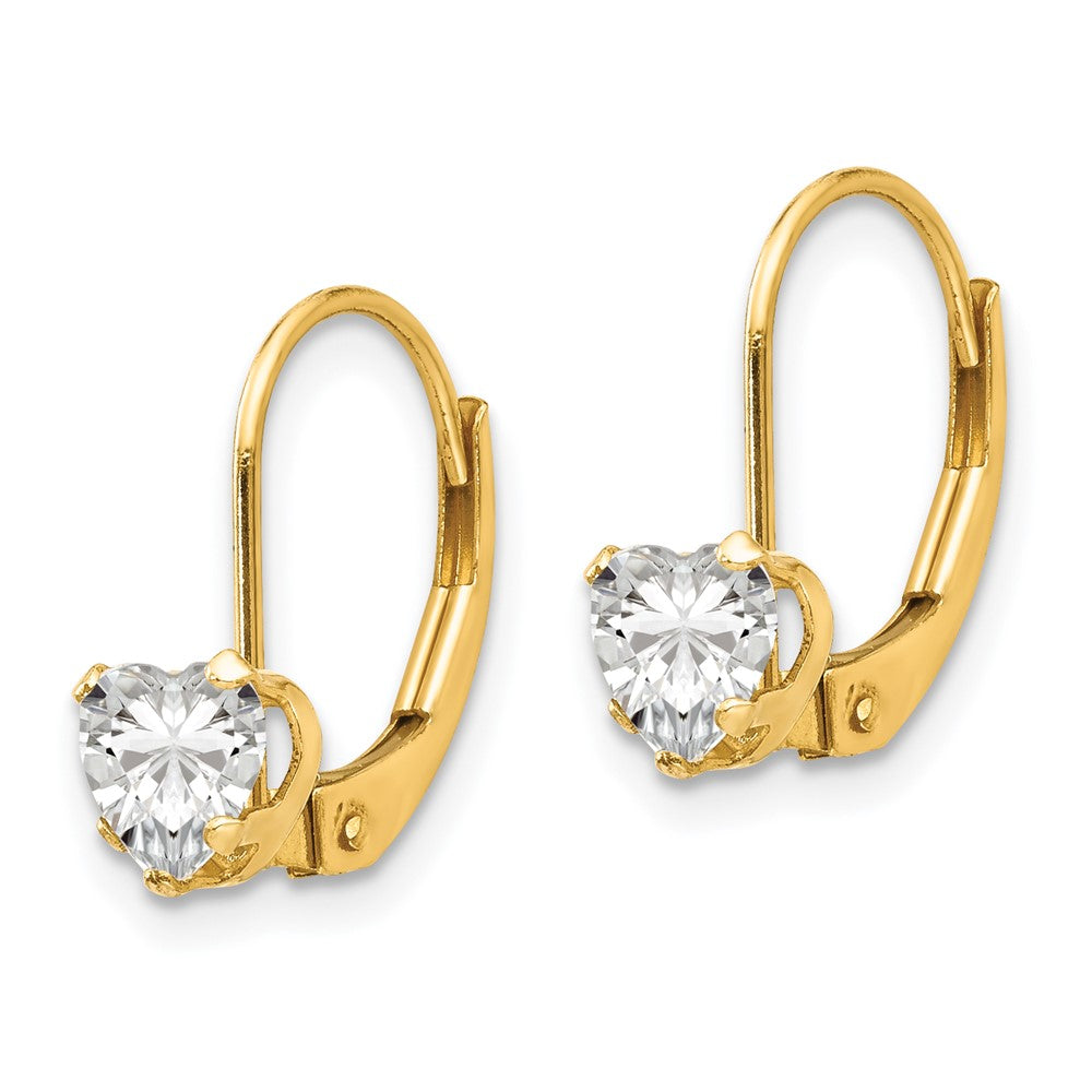 Sparkle 14k Madi K CZ Heart Leverback Earrings