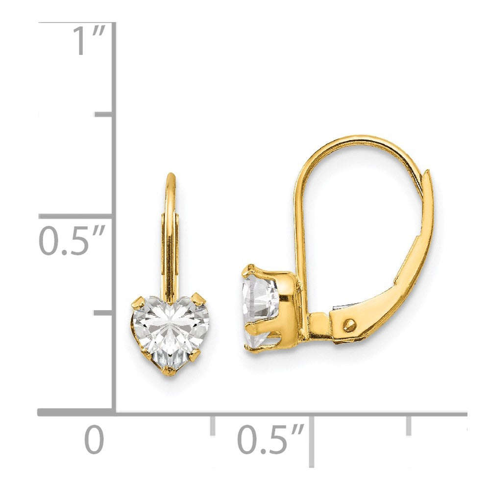 Sparkle 14k Madi K CZ Heart Leverback Earrings