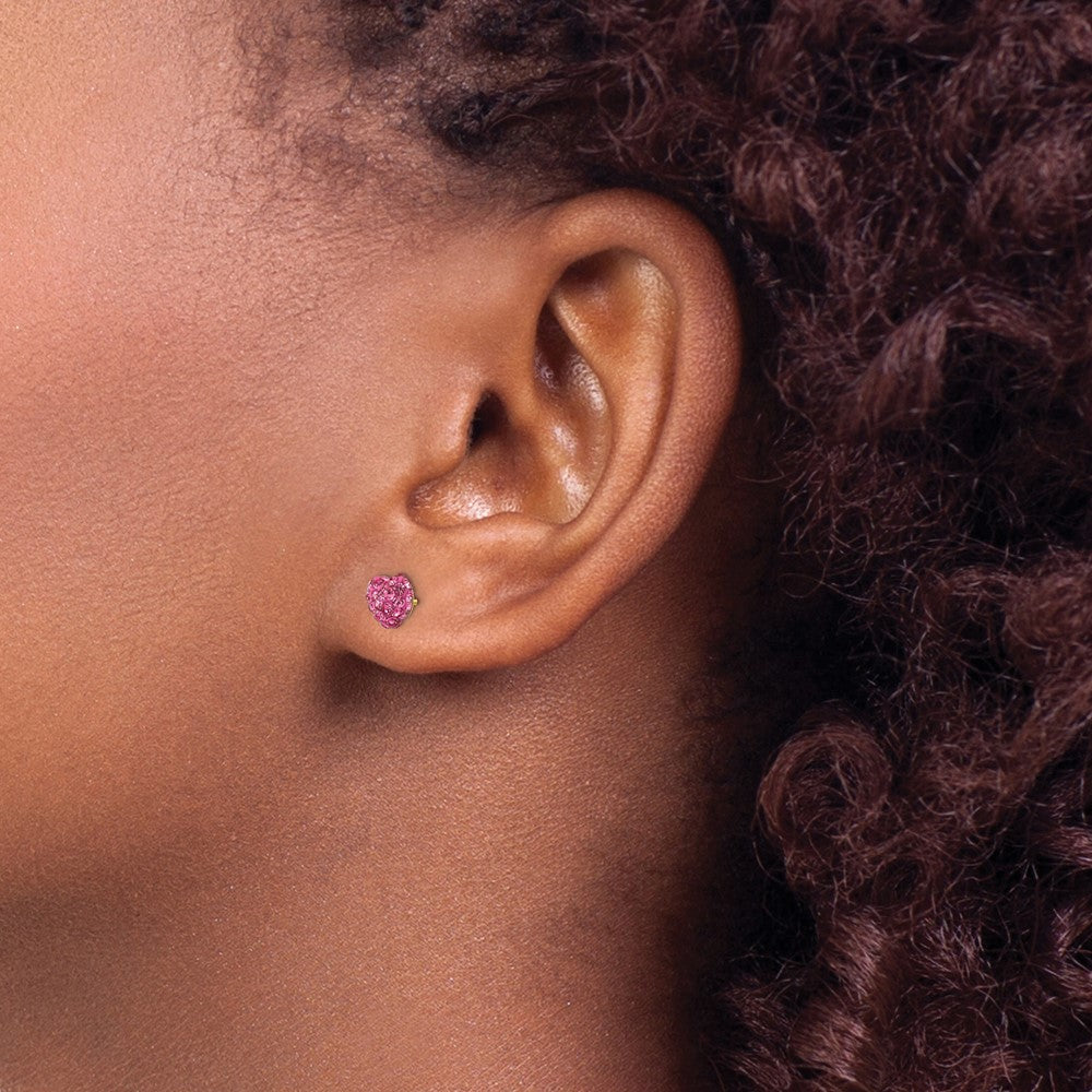 Sprout Cloud 14k Madi K Post Multi Pink Crystal Heart Earrings