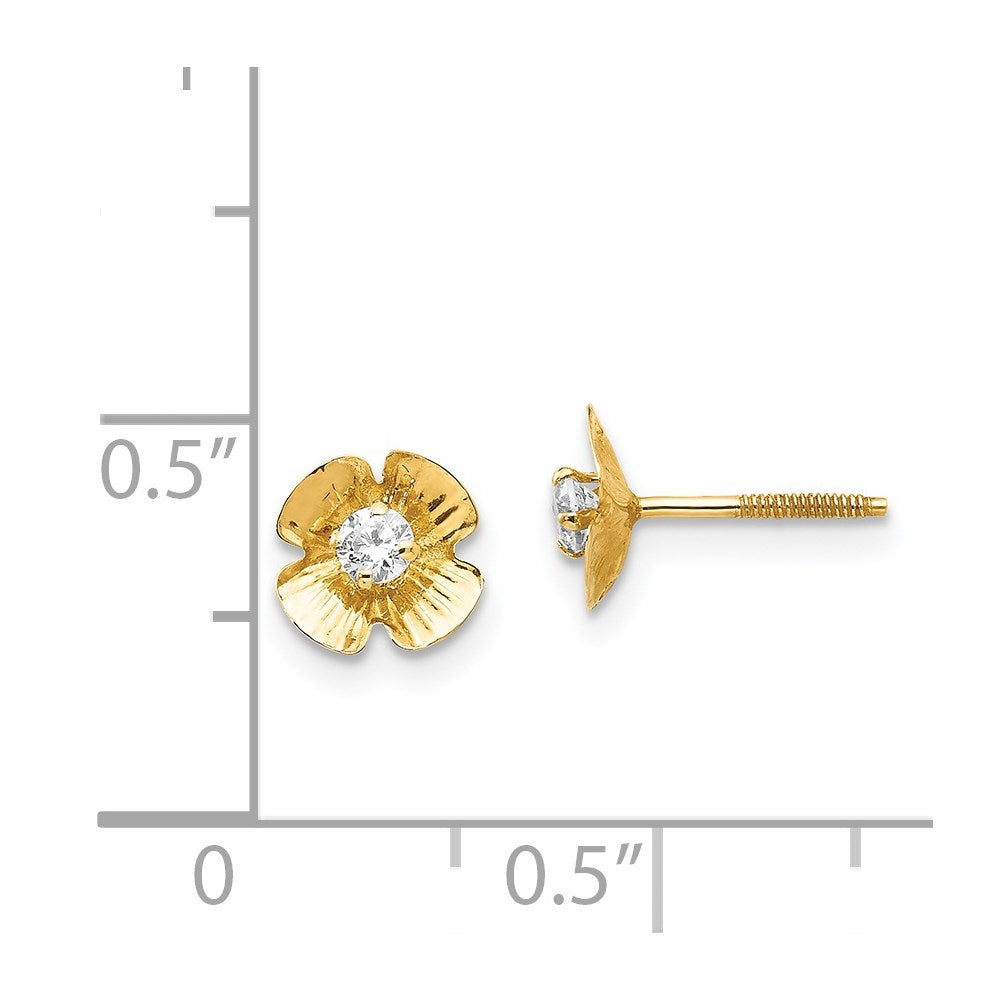 Cuddles Boo 14k Madi K Flower 2.5mm CZ Post Earrings