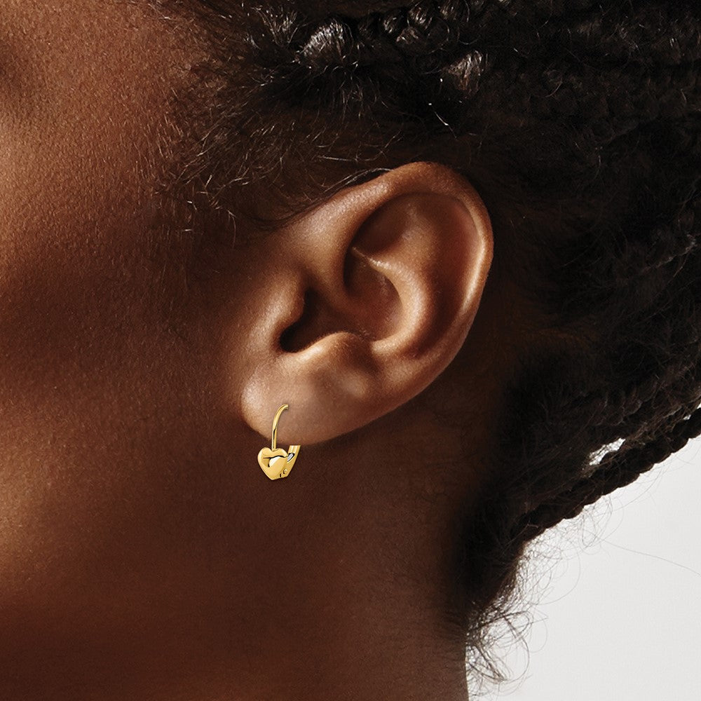 Dreamy 14k Madi K Heart Leverback Earrings