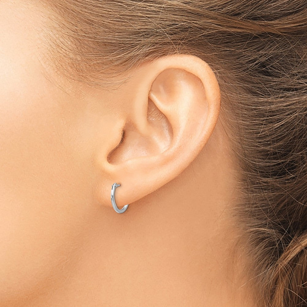 Sparkle 14k White Gold Madi K 1.25mm Hoop Earrings