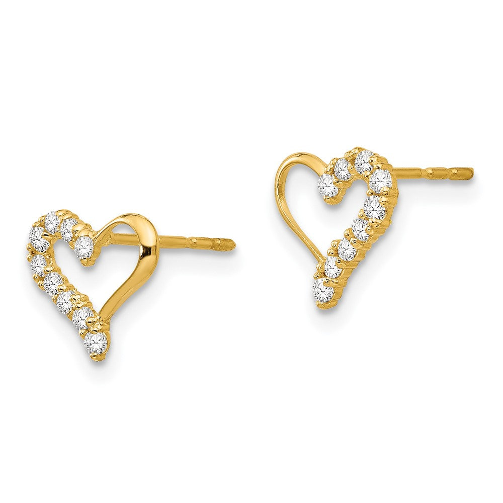 Kitten Drift 14k Madi K CZ Heart Post Earrings