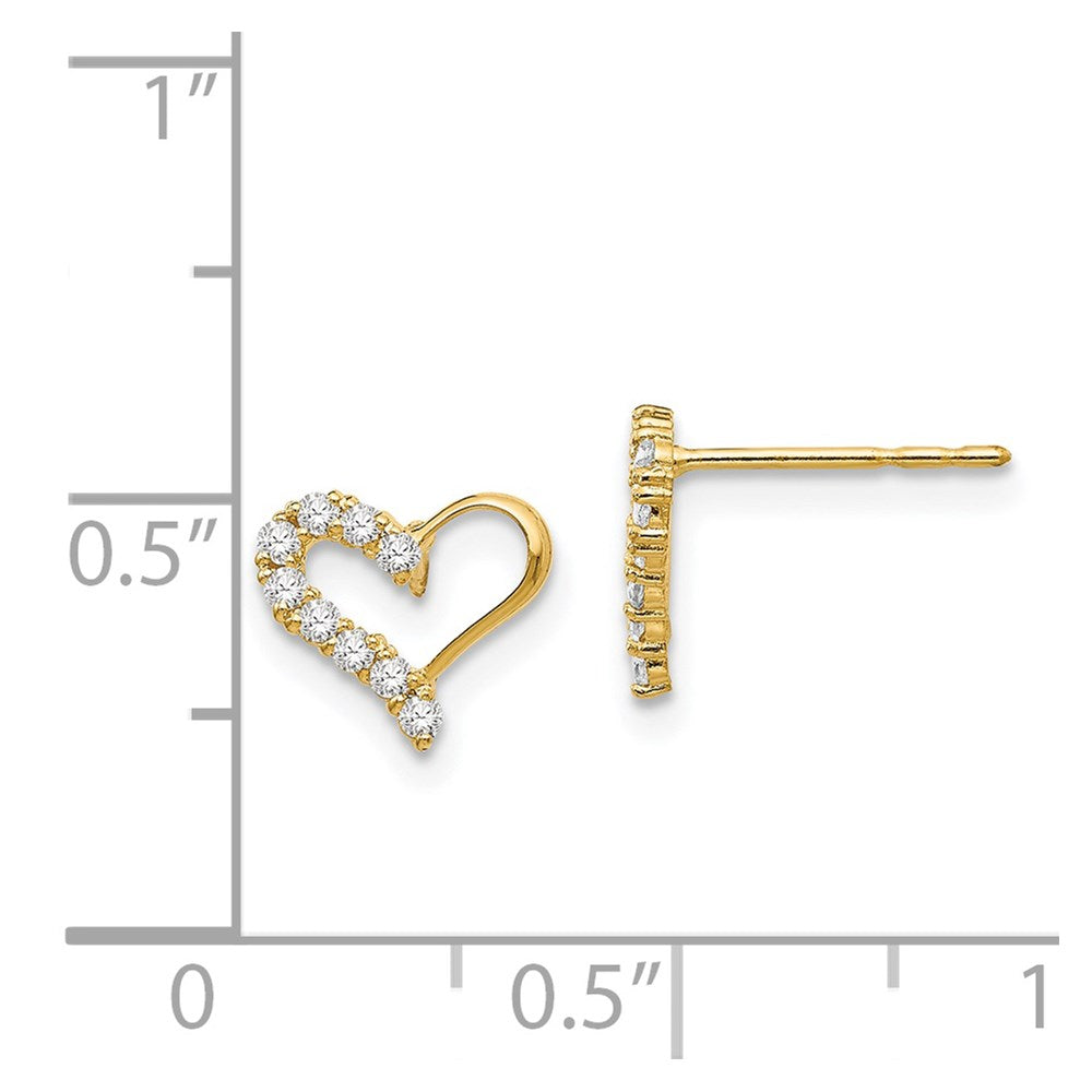 Kitten Drift 14k Madi K CZ Heart Post Earrings