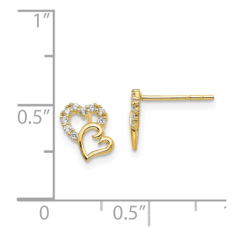 Dreamy Puff 14k Madi K CZ Double Heart Post Earrings