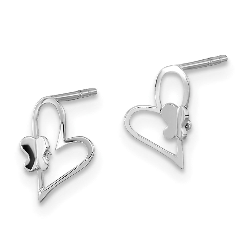 Dreamy Star 14k White Gold Madi K Heart W/Butterfly Post Earrings