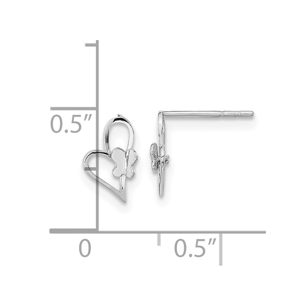 Dreamy Star 14k White Gold Madi K Heart W/Butterfly Post Earrings