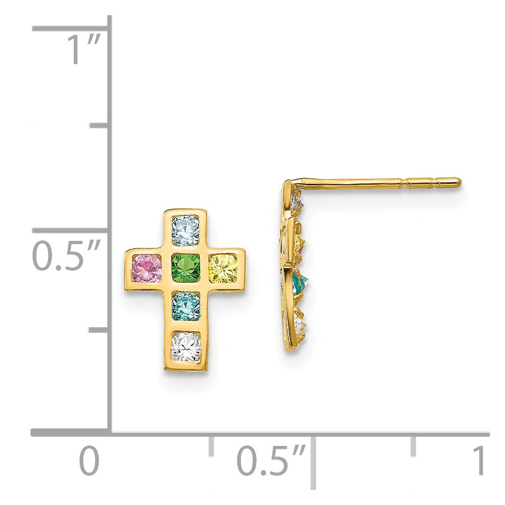 Doodle Nest 14k Madi K Multi-colored CZ Cross Post Earrings