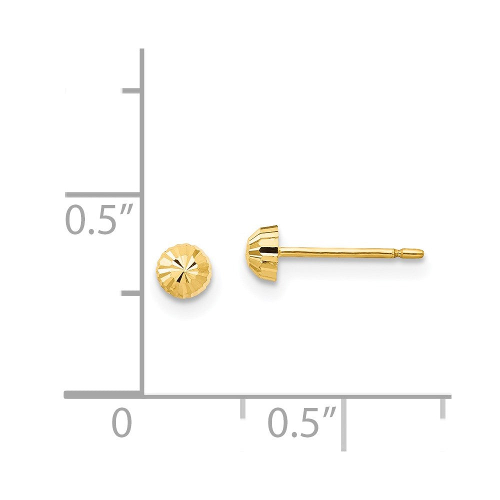 Wobbles Song 14k Madi K Diamond Cut 3mm Half-Ball Post Earrings