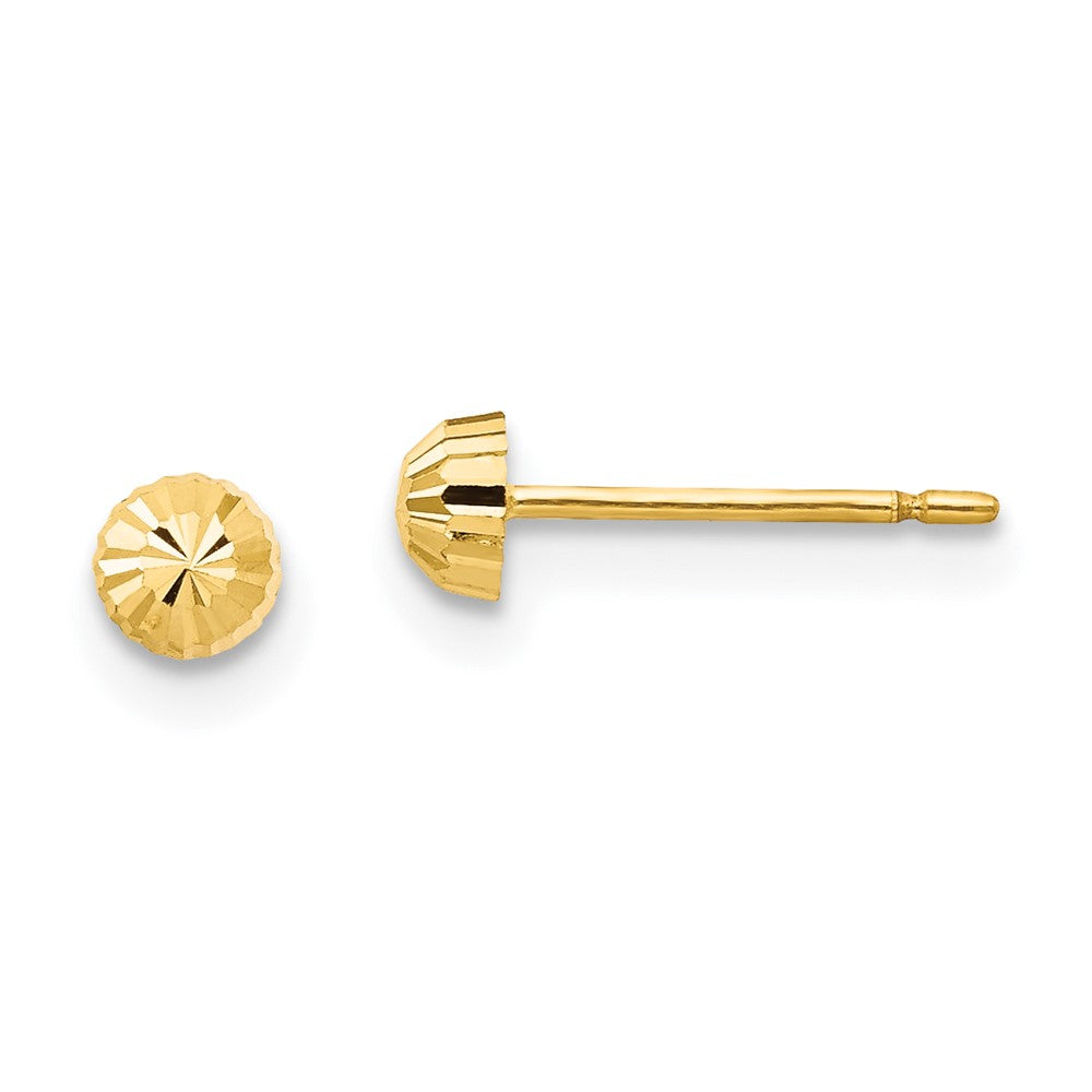 Wobbles Song 14k Madi K Diamond Cut 3mm Half-Ball Post Earrings