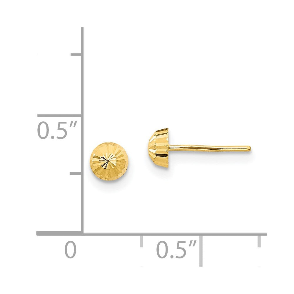 Muffin Song 14k Madi K Diamond Cut 4mm Half-Ball Post Earrings