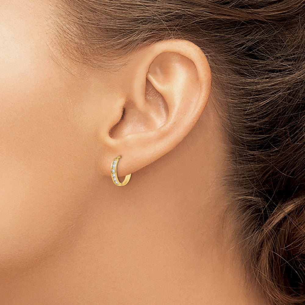 Sunny 14k Madi K CZ Hinged Hoop Earrings