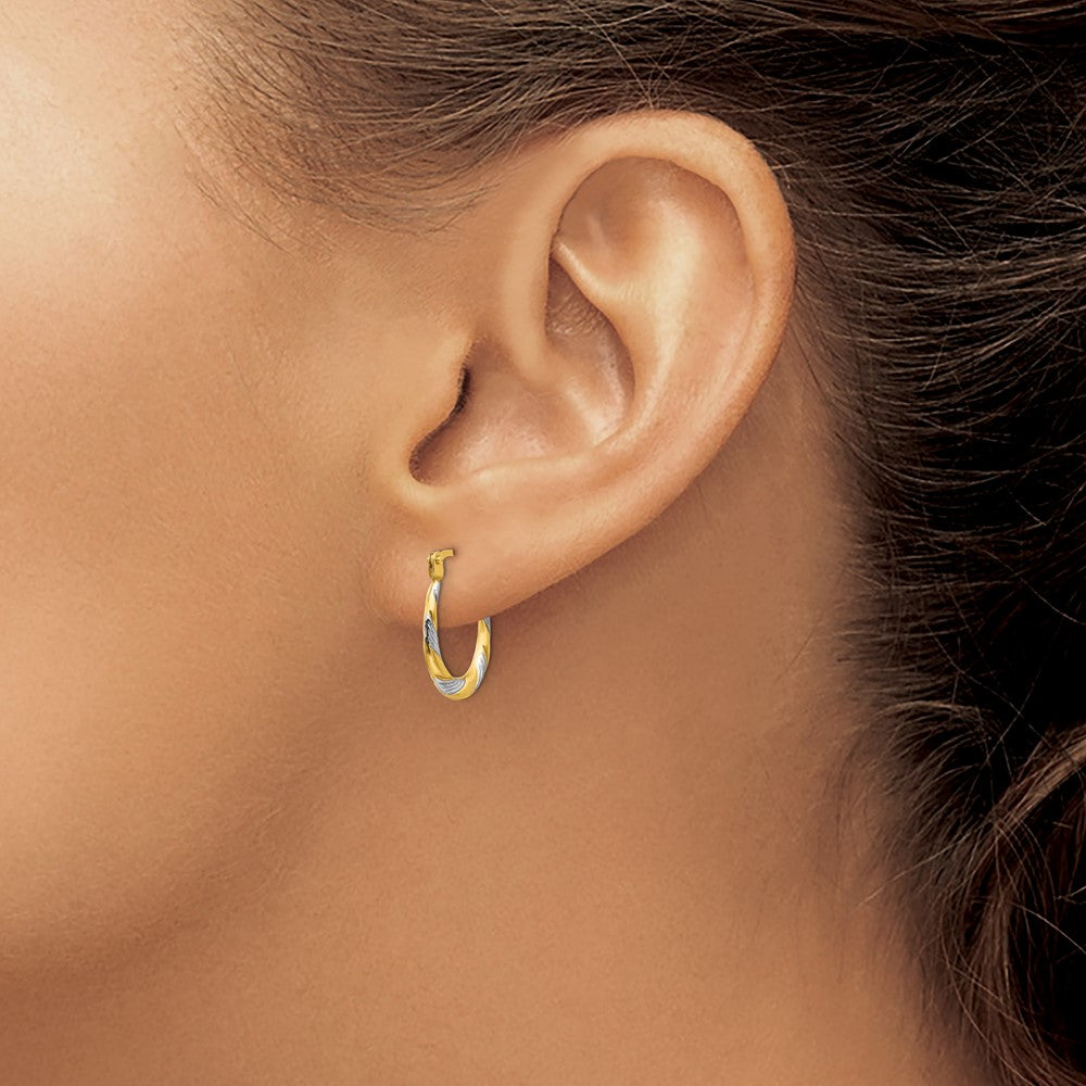 Sprout 14k Madi K w/Rhodium Twist Hoop Earrings