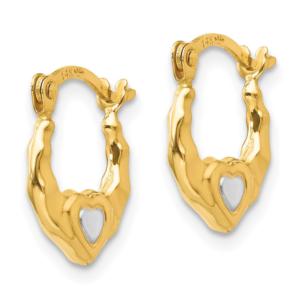 Sunny 14K Madi K w/Rhodium Heart Hollow Hoop Earrings