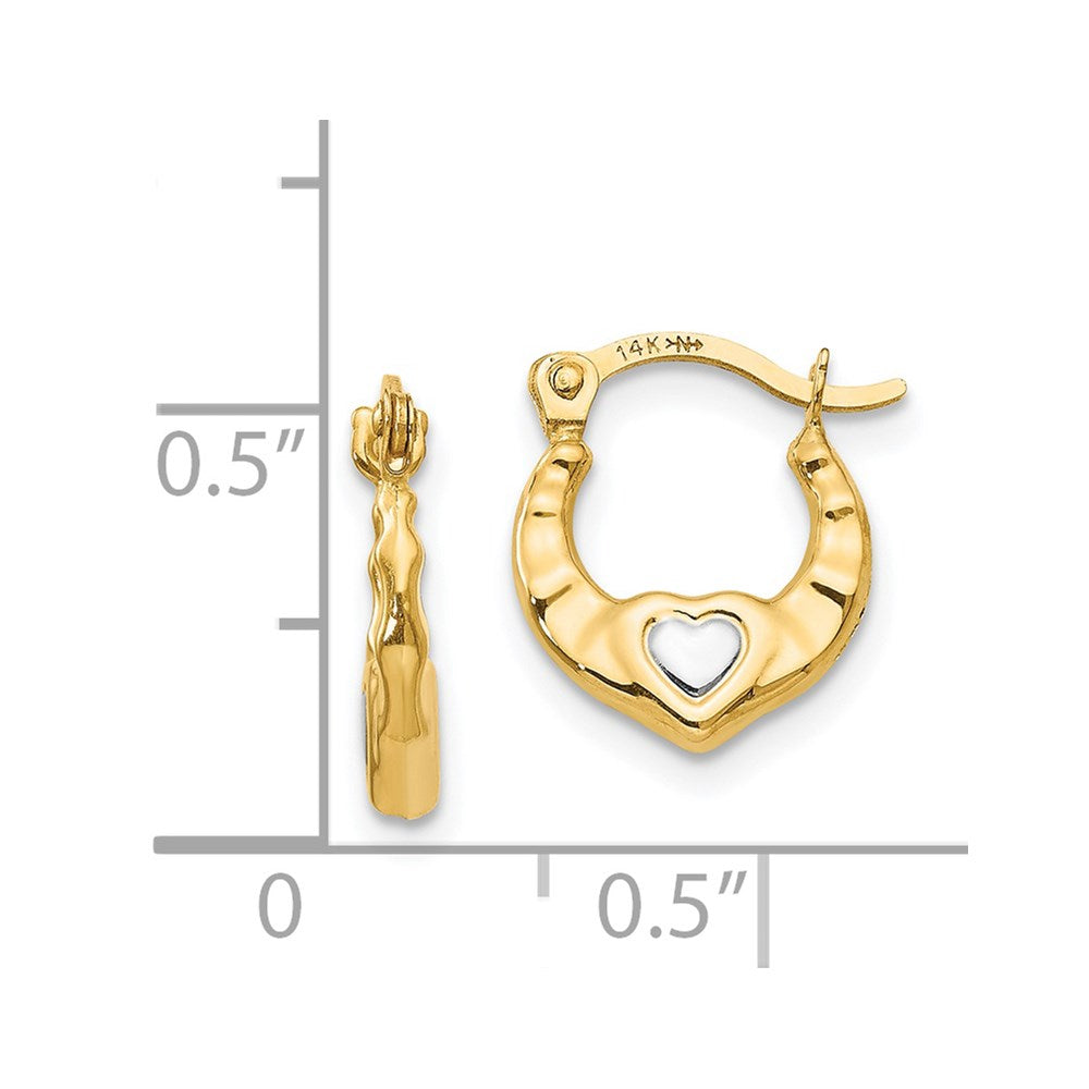 Sunny 14K Madi K w/Rhodium Heart Hollow Hoop Earrings