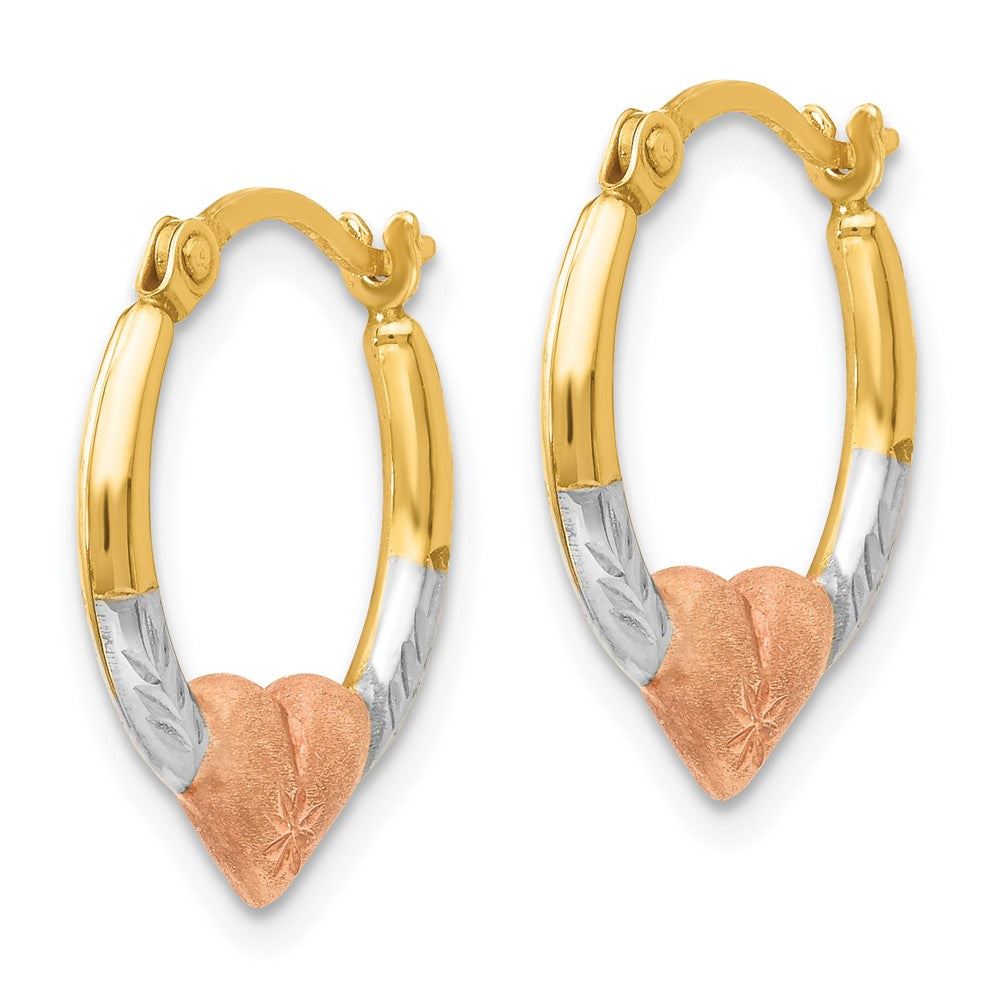 Sunny 14K w/Rose and White Rhodium Madi K Heart Hoop Earrings