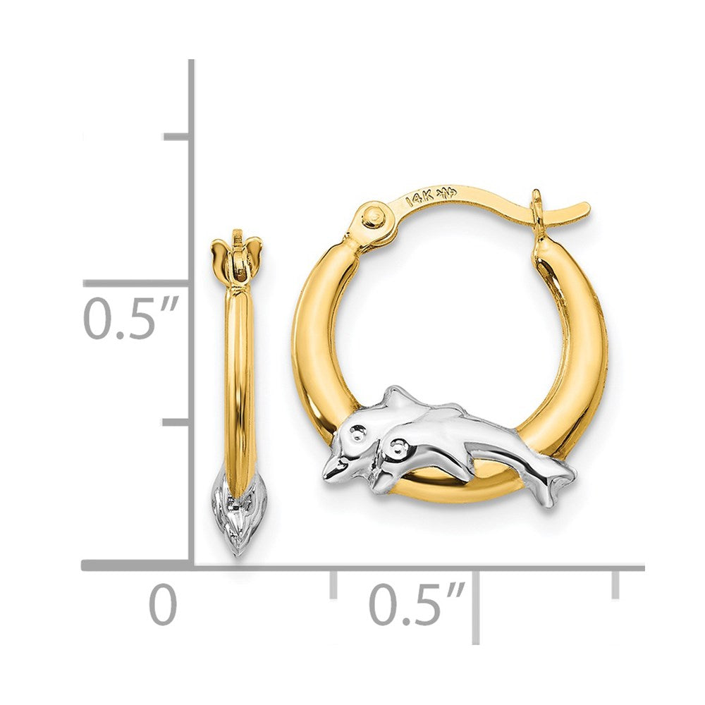 Giggles 14K Madi K w/Rhodium Dolphin Hoop Earrings