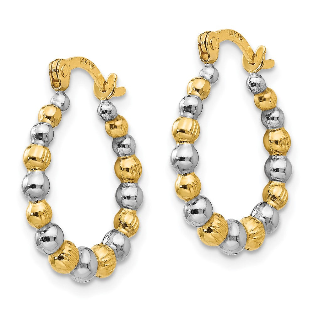 Giggles 14K Madi K w/Rhodium Beaded Hoop Earrings
