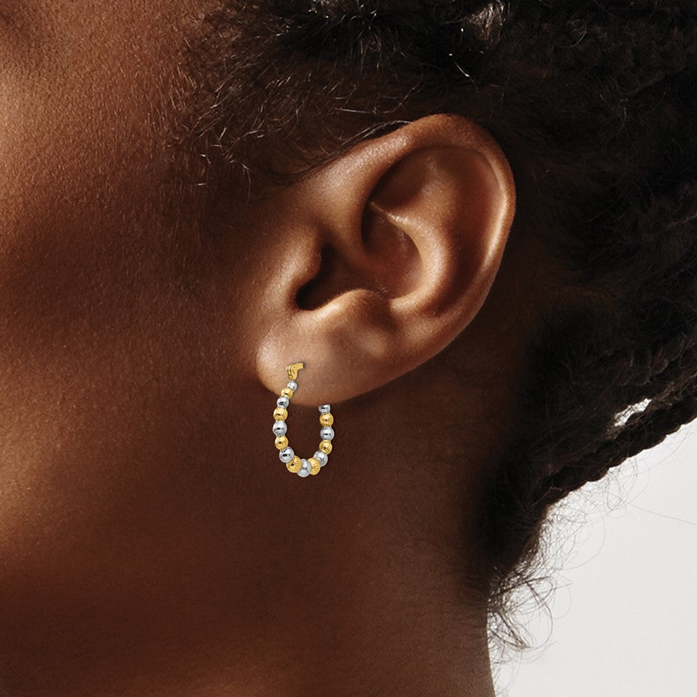 Giggles 14K Madi K w/Rhodium Beaded Hoop Earrings