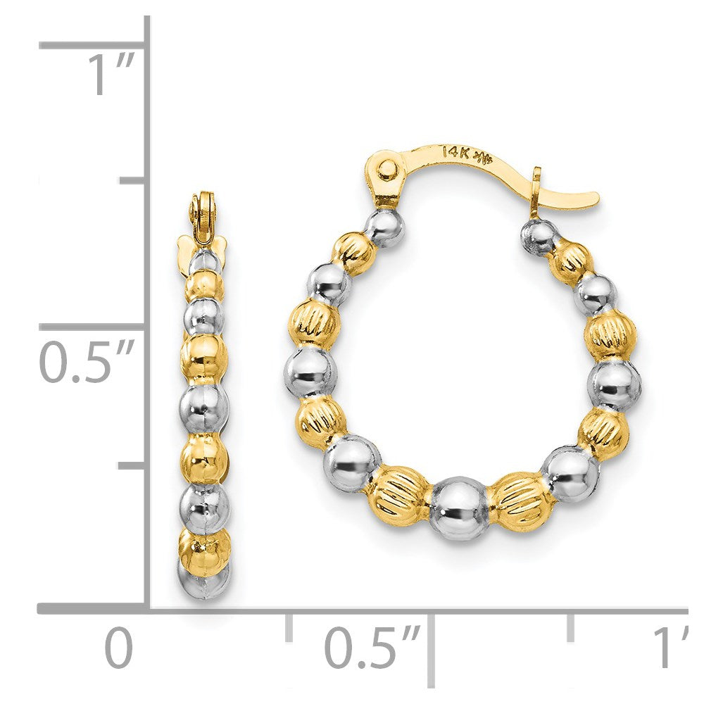 Giggles 14K Madi K w/Rhodium Beaded Hoop Earrings