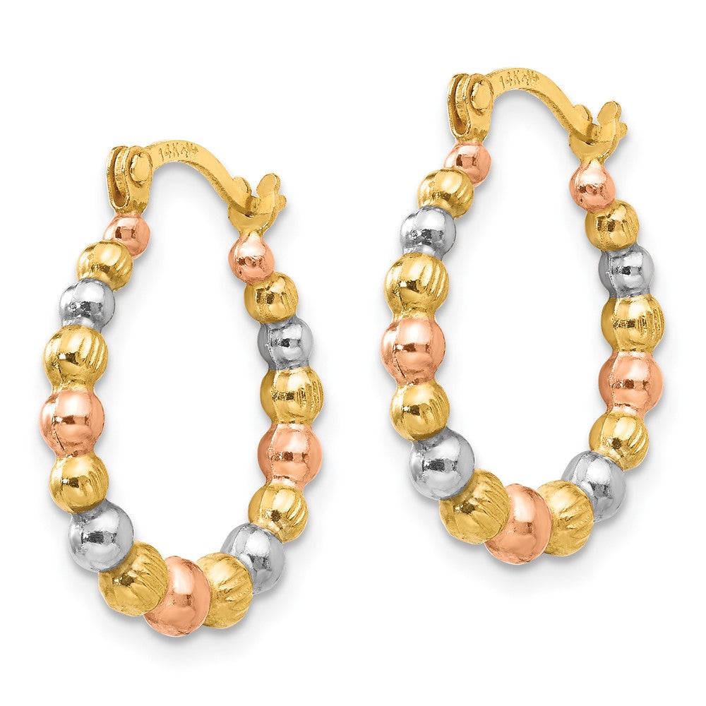 Giggles 14K w/Rose and White Rhodium Madi K Beaded Hoop Earrings