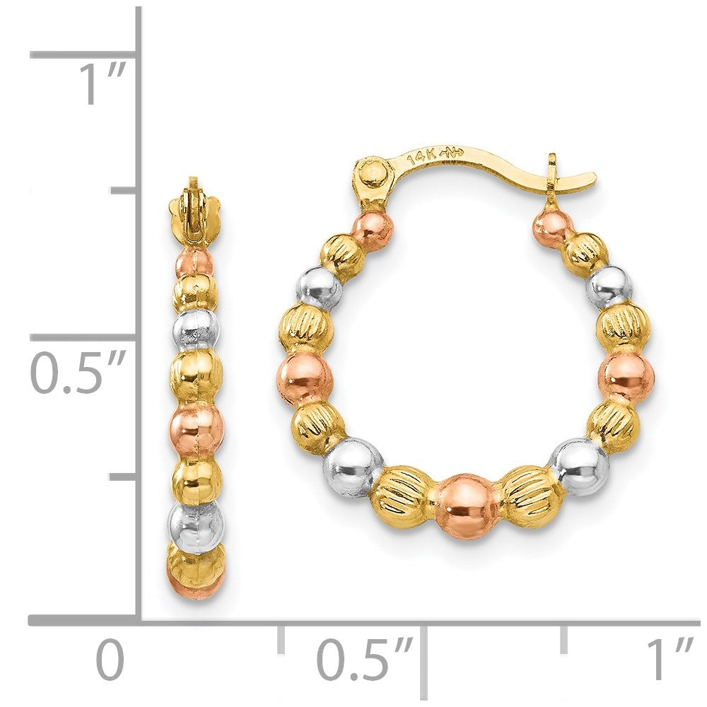 Giggles 14K w/Rose and White Rhodium Madi K Beaded Hoop Earrings