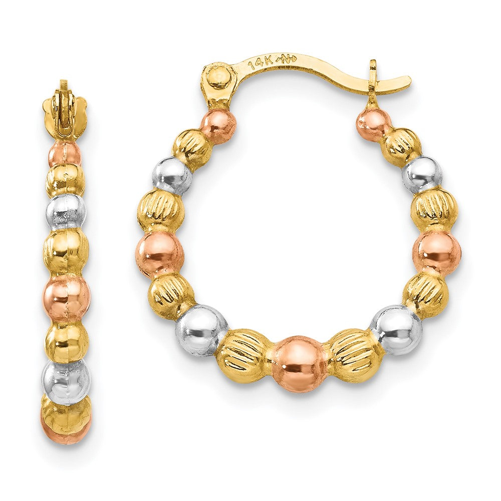 Giggles 14K w/Rose and White Rhodium Madi K Beaded Hoop Earrings
