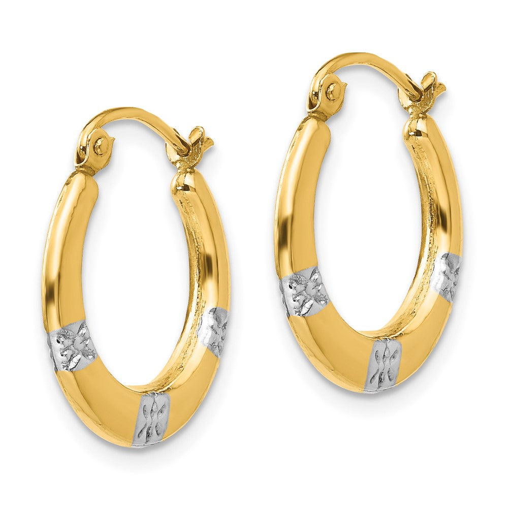 Merry Bug 14K Madi K w/Rhodium Flowers Hollow Hoop Earrings