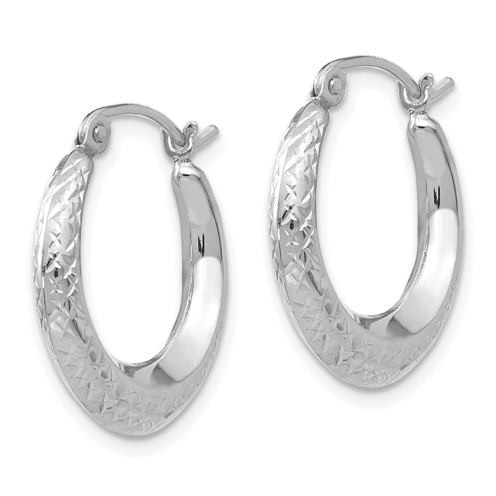 Twinkle 14K White Gold Madi K Textured Hollow Hoop Earrings