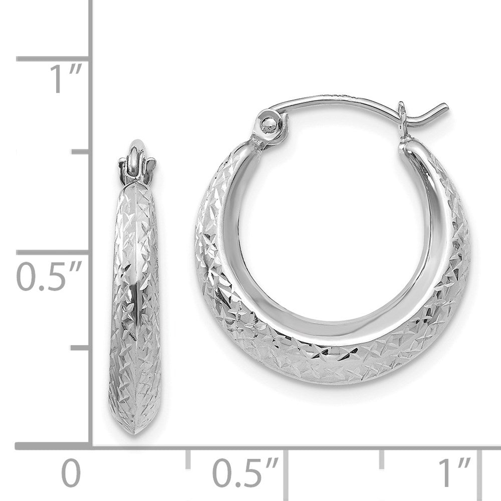 Twinkle 14K White Gold Madi K Textured Hollow Hoop Earrings