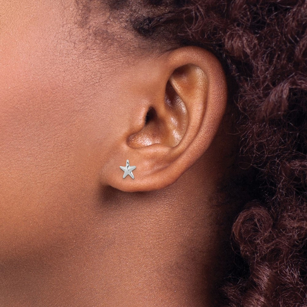 Wiggle Puff 14k White Gold Madi K Screwback Star Post Earrings