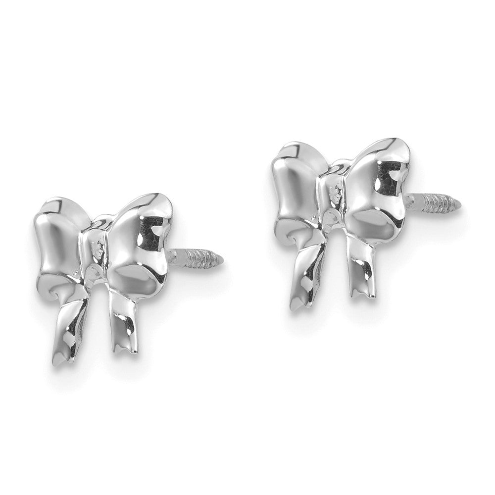 Minnie Wink 14k White Gold Madi K Rhodium-plated Bow Screwback Post Earrings