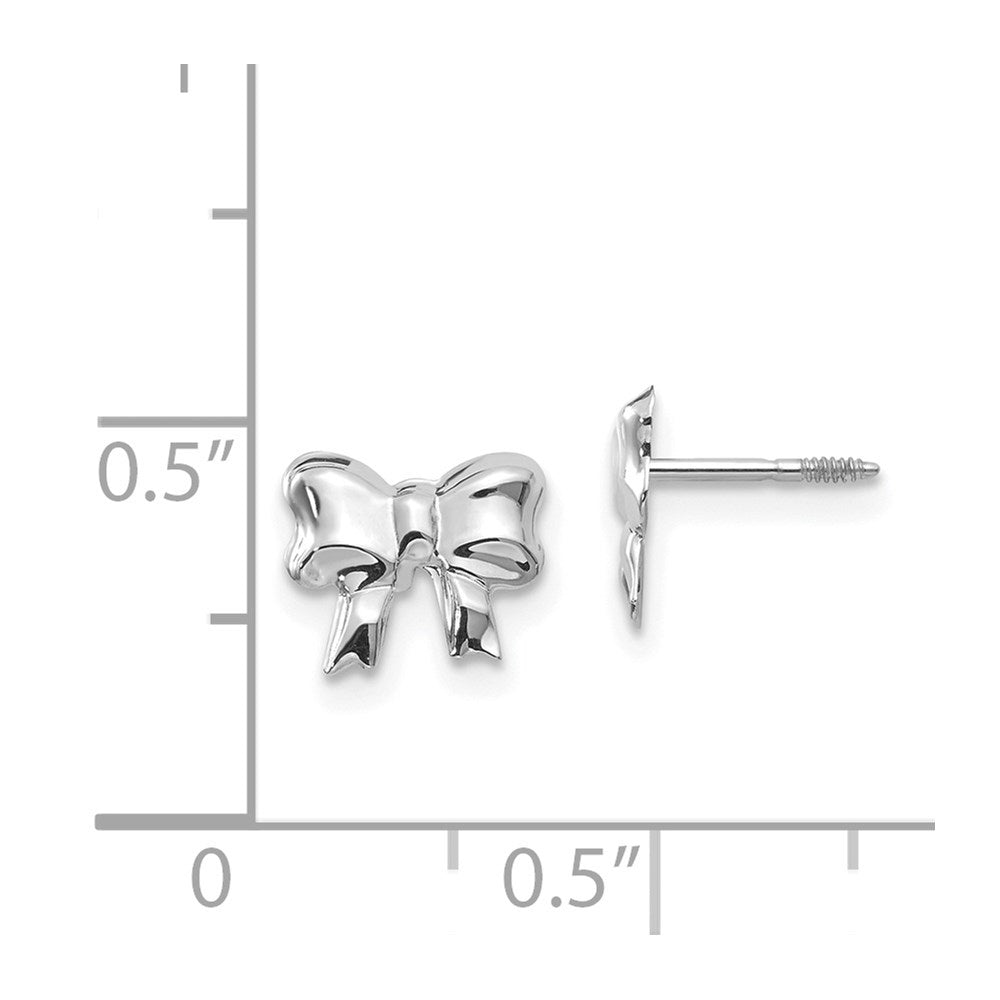Minnie Wink 14k White Gold Madi K Rhodium-plated Bow Screwback Post Earrings