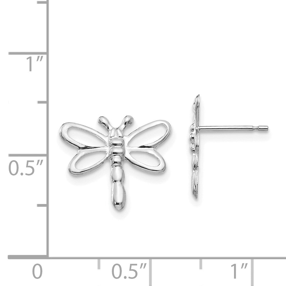Sprout 14k White Gold Madi K Polished Dragonfly Earrings