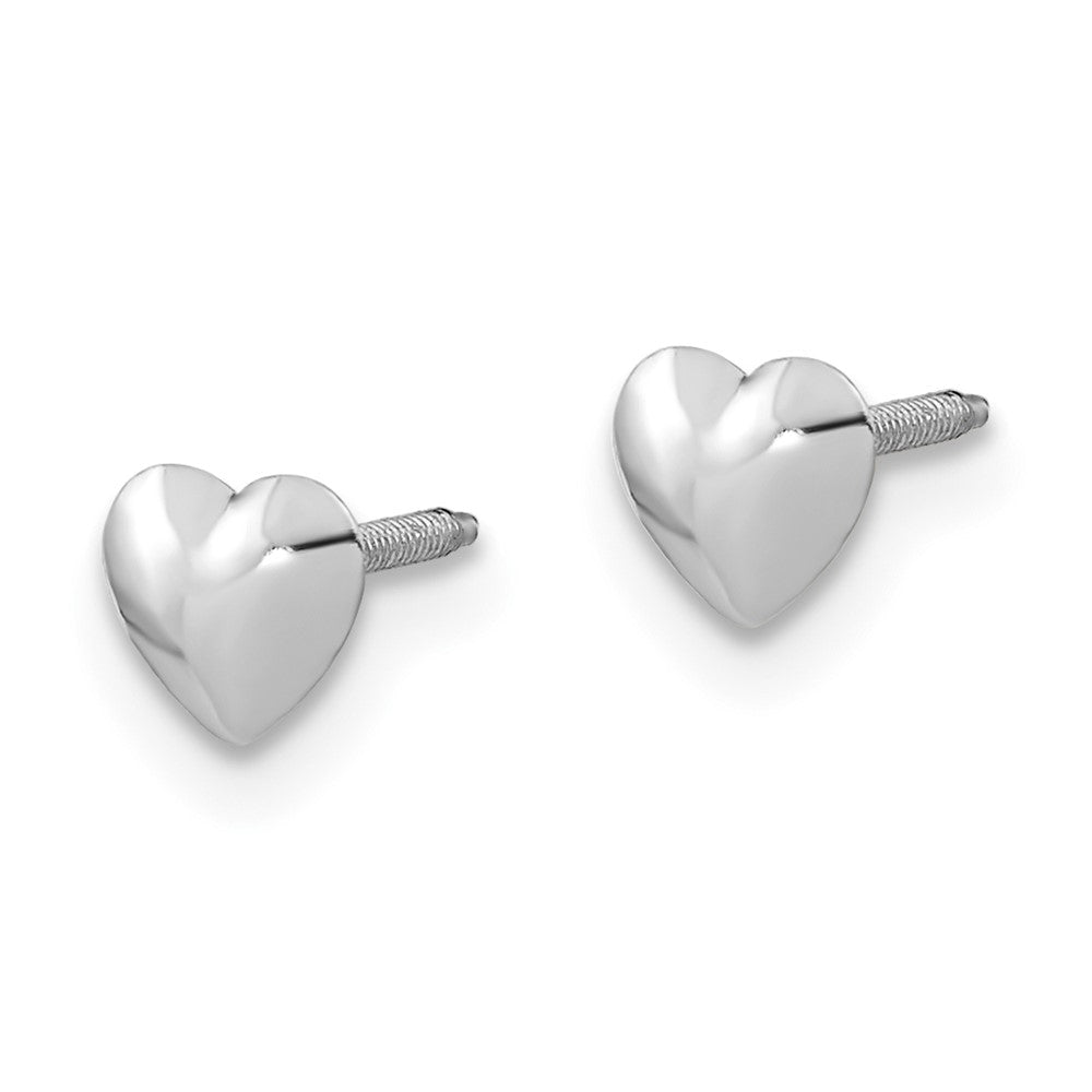 Sunbeam Buddy 14k White Gold Madi K Rhodium-plated Heart Screwback Post Earrings