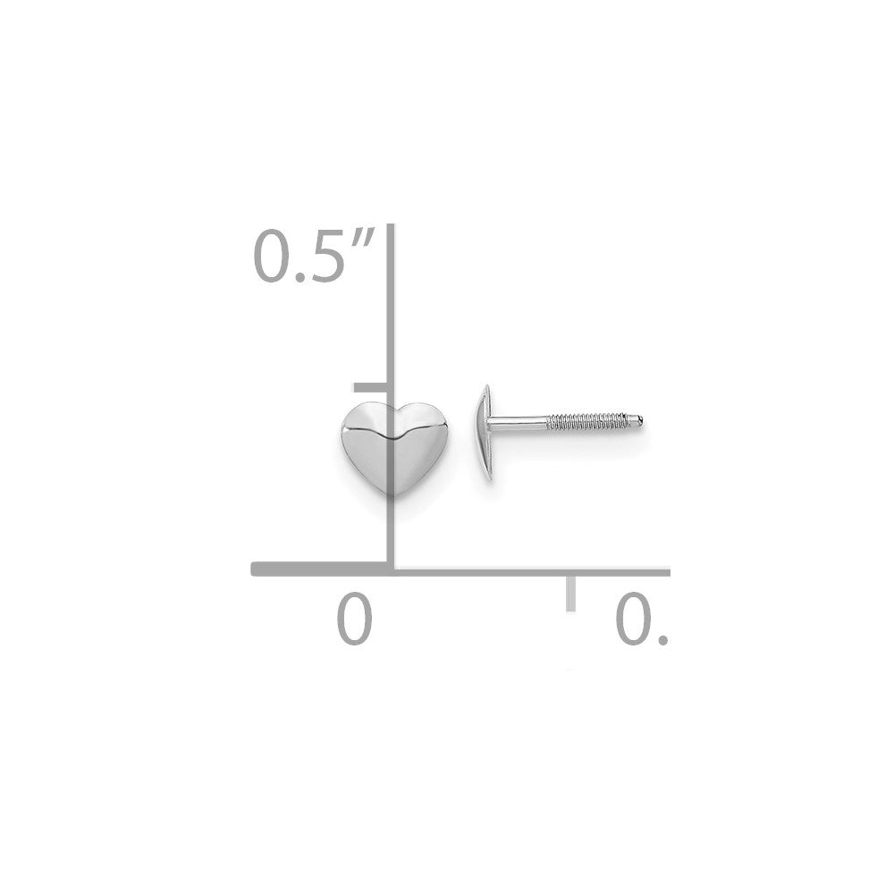 Sunbeam Buddy 14k White Gold Madi K Rhodium-plated Heart Screwback Post Earrings