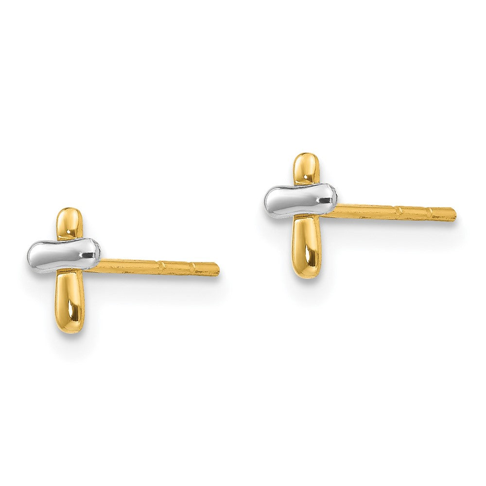 Peanut 14K Two-tone Madi K Polished Cross Post Earrings