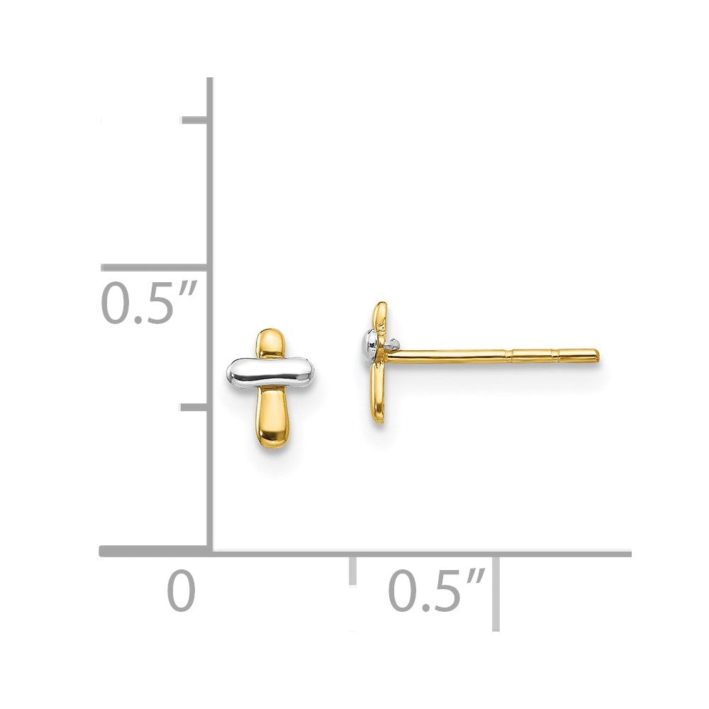 Peanut 14K Two-tone Madi K Polished Cross Post Earrings