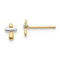 Peanut 14K Two-tone Madi K Polished Cross Post Earrings
