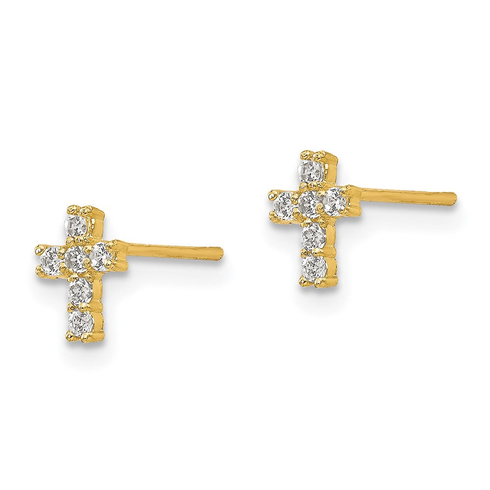 Cricket Bean 14K Madi K Polished CZ Cross Post Earrings
