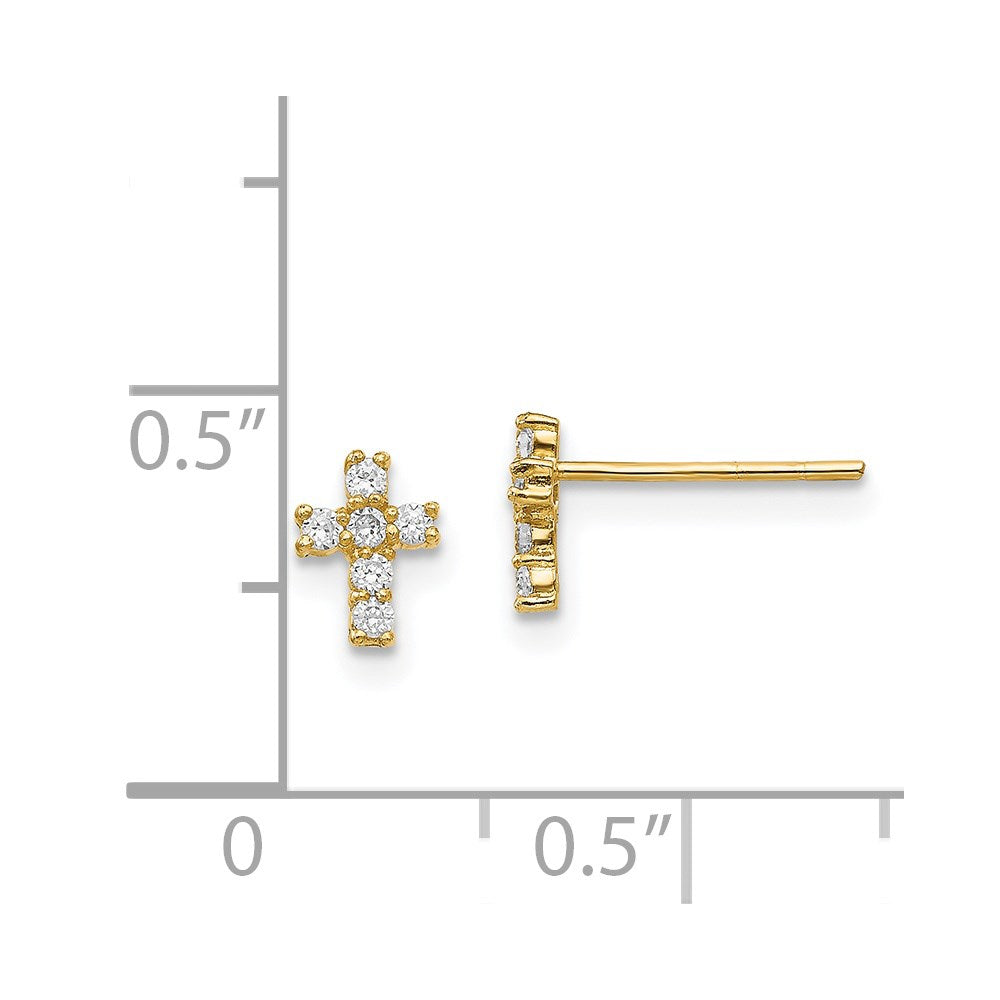 Cricket Bean 14K Madi K Polished CZ Cross Post Earrings